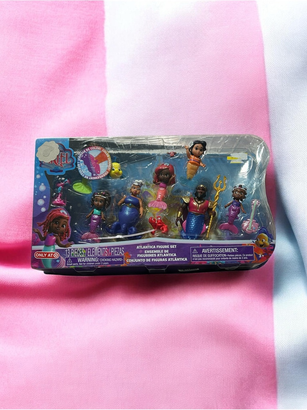 Disney Junior Ariel Atlantica 13-Piece Figure Set - Pink Mermaid Playset NIB